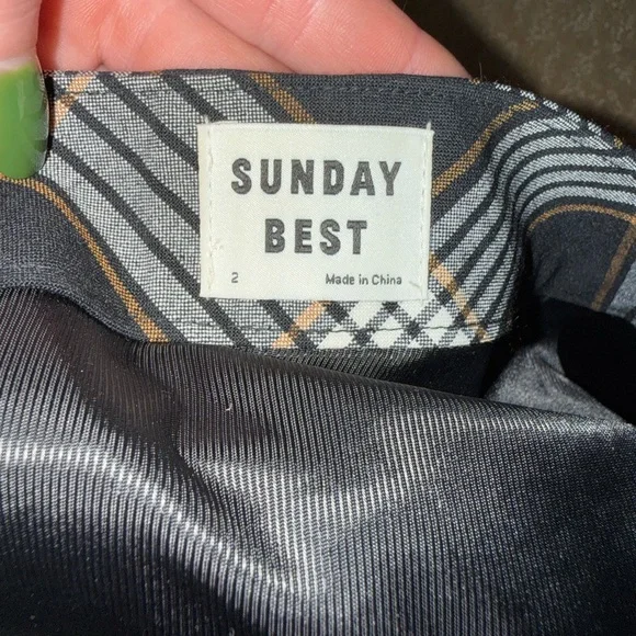 Sunday Best Black Plaid A-Line Skirt with Button Accent - Picture 3 of 4